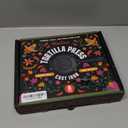 Uno Casa Cast Iron Tortilla Press 8 Inch - Tortilla Maker Press, Pre-Seasoned Roti Maker with 100 Pcs Parchment Paper - Heavy Duty Quesadilla Maker for Homemade Flatbreads, Rotis, Empanadas