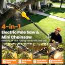 MaXpeedingrods 4-In-1 Electric Pole Saws Compatible with Dewalt 20V MAX Battery, 8 Inch & 6 Inch Mini Chainsaw Cordless with 15.6ft Reach, Electric Pole Saws for Tree Trimming (No Battery)