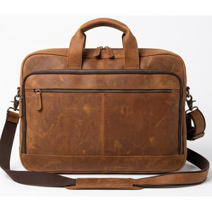 Full Grain Leather Messenger Bag for Men, 16” Briefcase Laptop Satchel Vintage Professional Office Work & Travel Bag