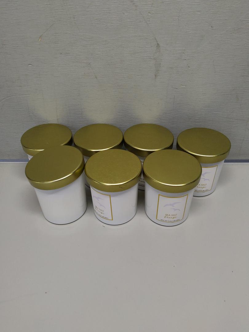 Sprayed Glass Candle W/Metal Lid White 7 Pack