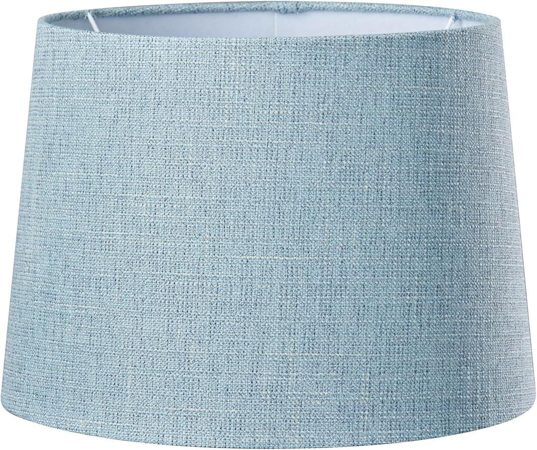 Adesso SH0034 White Uno Fitter Light Blue Textured Tapered Drum Shade