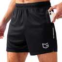 G Gradual Men's Gym Shorts 5"/ 7"/ 10" with Zipper Pockets Basketball Athletic Mesh Quick Dry Shorts for Workout Running Tennis (5 inch, Black, Small)