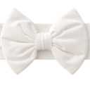 Baby Girl Headbands-Infant Toddler Cotton Handmade Hairbands with Big Bows Child Hair Accessories (Soft White, 3-36 Month) (1 Count (Pack of 1))