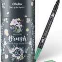 Ohuhu Markers for Adult Coloring Books No bleeding 60 Colors Coloring Markers Water-based Dual Tips Fineliner & Brush Drawing Pens Art Markers for Kids Adults Sketch Journal - Maui - Black (1 Count (Pack of 60)