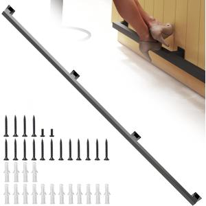 Bar Foot Rail Kit 4ft / 6ft / 8ft, Matte Black Bar Foot Rest Brackets with Internal Connector and End Caps, Galvanized Steel Complete Undercounter Combination Mount