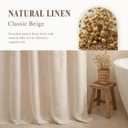 Linen Shower Curtain Beige, Fabric Boho Farmhouse Shower Curtains for Bathroom Cream Cotton Natural Cloth Liner Set 72" W x 84" L