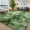 9x12 Large Area Rug, Tie-Dyed Green Soft Ultra Fluffy Plush Rug