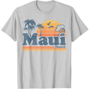 Maui Hawaii Vintage Surf Beach Surfing 70's Retro Hawaiian T-Shirt Medium
