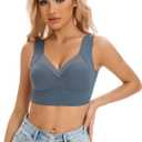 Women Seamless Bra Plus Size Back Fat Smoothing Seamless Bralette Sleeping Wireless Bra for Sport Everyday (XX-Large, Dark Blue)