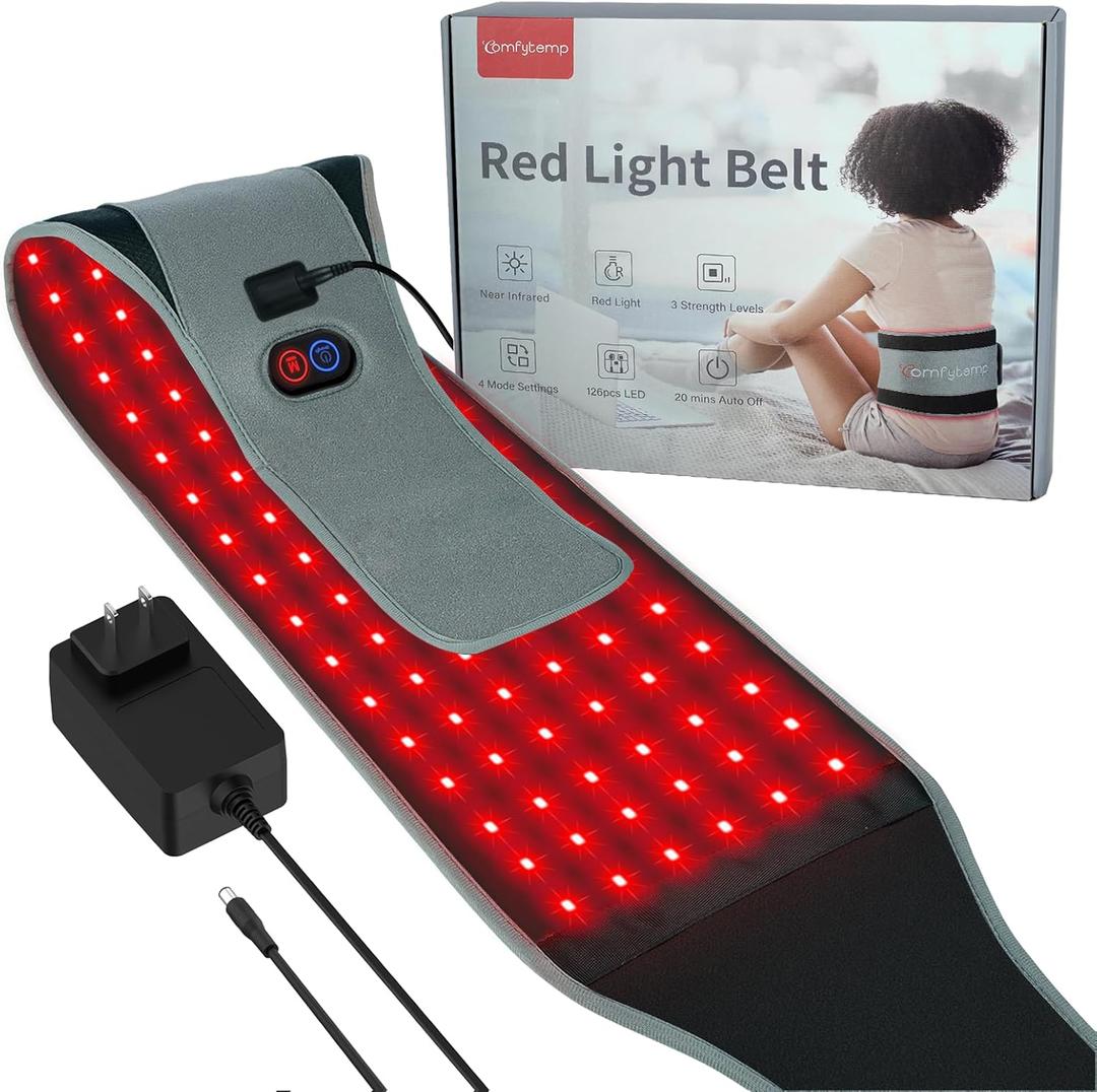 Comfytemp Red Light Therapy Belt with 126 LEDs, Wearable Red Light Therapy for Body, 660nm & 850nm, Gifts for Her Women Mom, 22W Light Wrap with Timer for Joint Muscle(Corded)