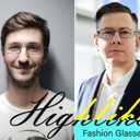 HIGHLIKE Reading Glasses Men, Metal Stainless Flex Readers with Soft Cases, Clear Lens Blue Light Glasses 2.5