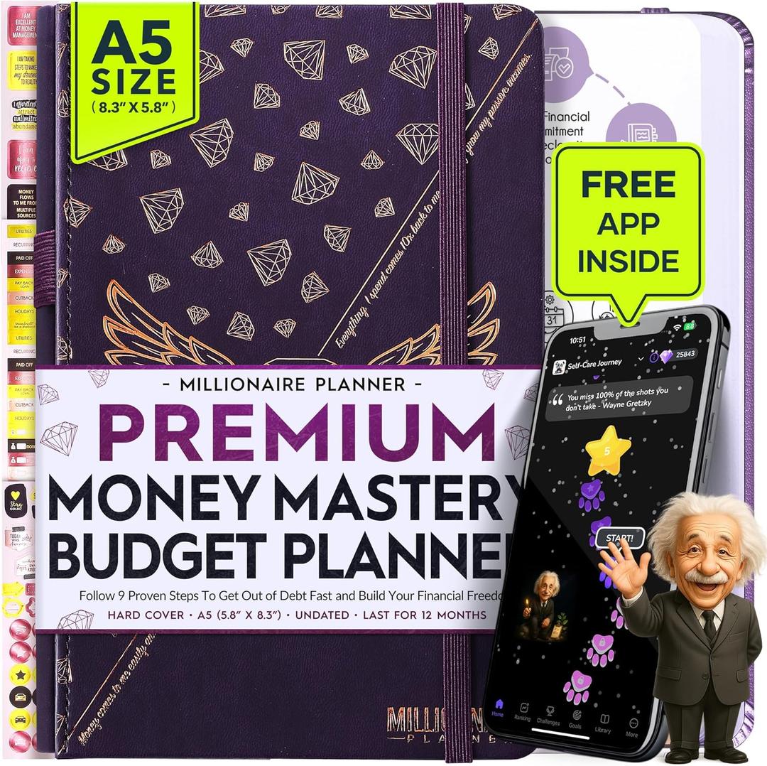 Budget Planner and Monthly Bill Organizer - Finance Planner, 12-Month Journey to Financial Freedom | Bill Payment Tracker Monthly Organizer, Money Saving & Expense Tracker | Undated Budgeting Journal (PURPLE MILLIONAIRE)