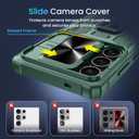 Caka for Samsung Galaxy S25 Ultra Case [Military Grade Protection] [Full Camera Lens Cover] [360Spin Stand] Heavy Duty Protective Hard Rugged Phone Cover with Kickstand Ring Holder - Green