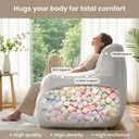 Cvortll Bean Bag Chair, Bean Bag Chair for Adults, Fluffy and Comfy Bean Bag with Filler, Bean Bag Sofa Chair for Reading, Gaming, Stuffed High-Density Foam(Beige-Corduroy), Standard