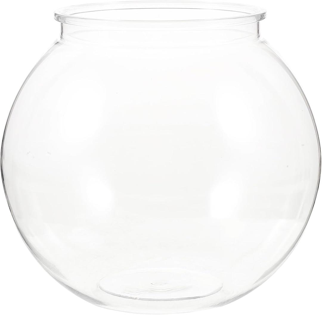 ULTECHNOVO Transparent Plastic Fish Tank Small Round Aquarium for Household Goldfish with Break-Resistant Design Clear Fishbowl for Desk and Home Decoration 7 X 7 X 6.3