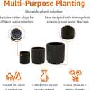 Amazon Basics Fluted Ceramic Round Planters with Drainage Hole, Indoor Outdoor Flower Pots, Assorted Sizes 6, 8, 10 inch, Set of 3, Black