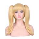 WildCos Short Blonde Cosplay Wig for Women with Two ponytails