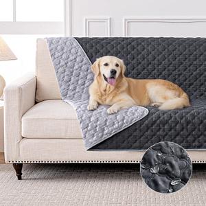 100% Double-Sided Waterproof Blanket, Couch Cover for Dogs Washable, Reversible Dog Bed Cover. (DarkLight Grey, 52 X 82 Inch - 1 Pack)