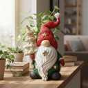 LIFFY Gnomes Decorations for Home- 10" Large Hand-Painted Light up Gnome Lamp Indoor Decor for Desk, Shelf, Windowsill, Bedroom, Unique Holiday Gnome, Gift for Valentine's Day & Mother's Day(Red)