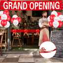 Grand Opening Ribbon Cutting Ceremony Kit Grand Opening Banner Decorations with 10'' Scissors 40 Pcs Balloons Satin Ribbon Bows and More Supplies for Business Events(Red)