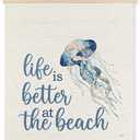 ignytiger Ocean Jellyfish Wall Art Decor, Life is Better at the Beach Coastal Dorm Decor, Summer Beach Poster Framed Wall Art for Bedroom Bathroom,12x16 Inch