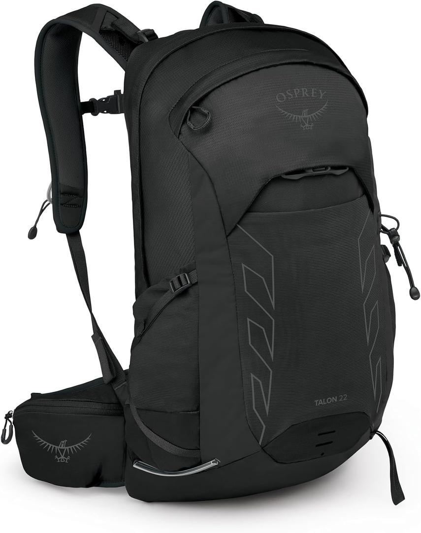 Osprey Talon 22L Men's Lightweight Hiking Backpack - Small Daypack for Travel & Camping, Black/Coal Grey, 22L - Standard Fit