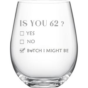 62th Birthday Gifts for Women and Men, Turning 62 Present Wine Glass, 62 Year Old Party Supplies Decorations for Her Him, Birthday Gifts for 62th Woman Female, 18oz