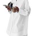 LYANER Women's Casual Shirt Dress Collar V Neck Button Down Loose Long Sleeve Mini Dresses, Medium