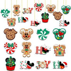12pcs Christmas Tree Decorations Ornaments, Xmas Mouse Peppermint Candy Silicone Ornaments Hanging Pendant with Ropes for Christmas Tree Winter Holiday Party Crafts Stocking Stuffers Wreath Decor (Green)