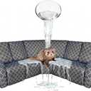 ALIECOM 100% Waterproof Sectional Recliner Couch Covers L Shape Printed Stretch Corner Reclining Sectional Sofa Cover Washable Pet Dog Recliner Slipcovers( blue and god)