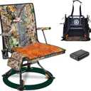 DLPJEOCR Hunting Blind Chair with Detachable Seat Cover and Heater, 360 Degree Silent Swivel Hunting Chair with Armrest Cuphold for Camping Fishing Shooting Bench,Heigh Adjustbale and Portable.