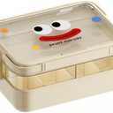 Plastic Storage Organizer for Kids Child Toy Stackable Containers with Lids Bins 3 Layers Adjustable Compartments Building Blocks Chest Case (Cream, Medium 3 Tiers)