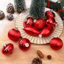 10Pcs Multiple Styles Glass Christmas Ball Ornaments for Tree Decorations, Red