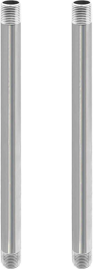 GeilSpace 3/4" x 16" Stainless Steel Pipe, 304 Pipe Nipple Fits Standard 3/4 Inch Threaded Pipes and Fittings, DIY Industrial Metal tube (2 PCS)
