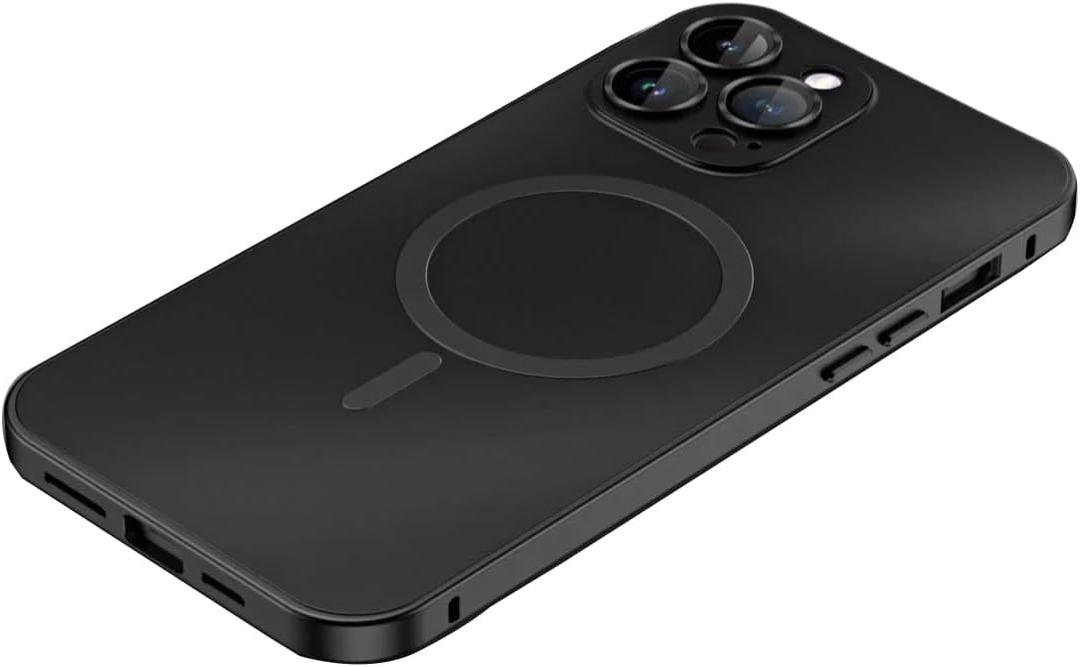 iPhone Case, Compatible with MagSafe, Magnetic Luxury Aluminum Metal Frame,Military Grade Drop Protection Shockproof Phone Case (Black, iPhone 15 Pro)