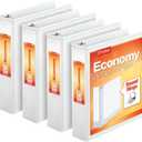 Cardinal 2 Inch 3 Ring Binders, White, 4 Pack, Round Ring Binder, Holds 475 Sheets, PVC Free, Customizable Covers, 2 Pocket View Binders for Office and School Organization