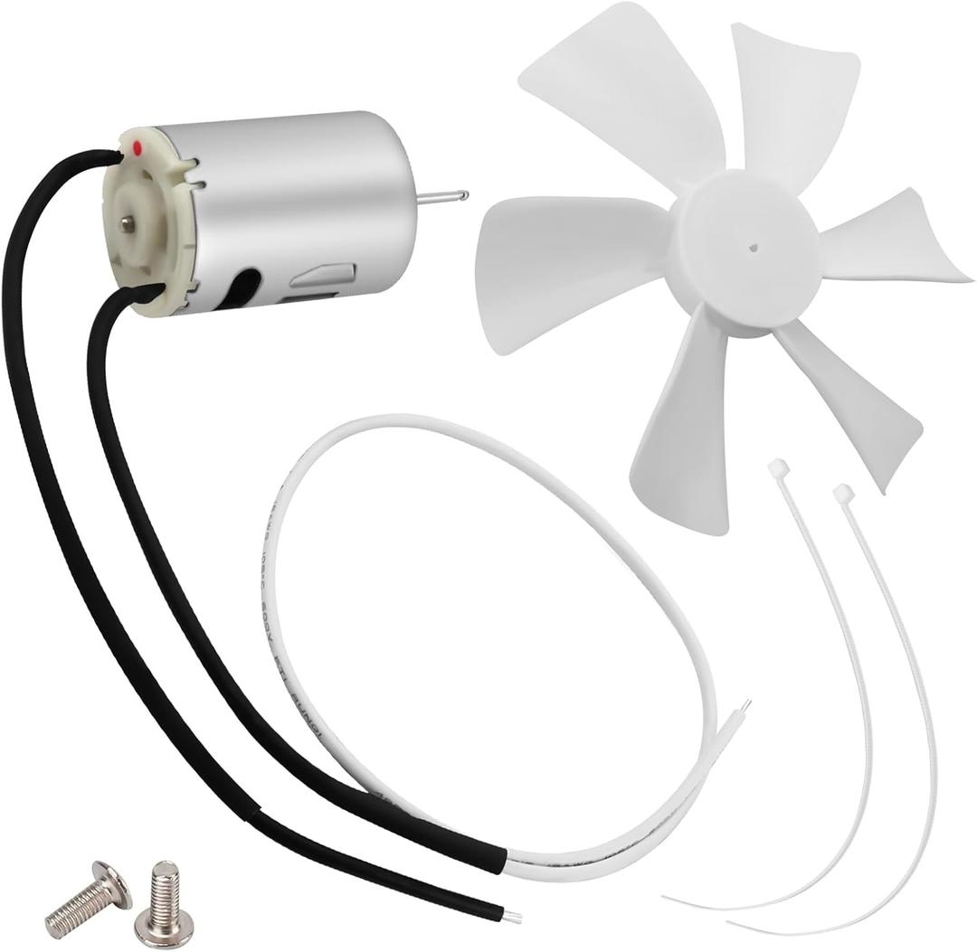 puxyblue 6" RV Vent Fan Blade and 12V D-Shaft RV Vent Motor Compatible with Heng's, Elixir, Jensen, Jayco,Toyota Dolphin RV with 2 Screws 2 Zip Ties and Switch K-037-X-FSZK