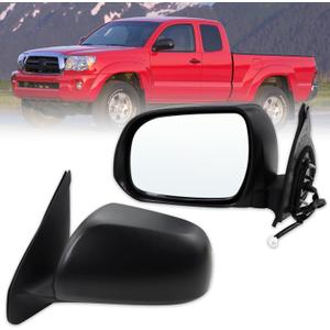 Left Driver Side Mirror Compatible With 2005 2006 2007 2008 2009 2010 2011 Toyota Tacoma With Power Glass Manual Folding Black Replace#8794004180(3Pins)