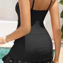 Holipick Women's Tummy Control One Piece Swim Dress Strapless Swimsuit Bandeau Skirted Bathing Suits (Black, XL)
