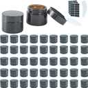 2Oz Small Amber Glass Jars with Lids, 45Pack Lotion Container, Cosmetic Containers, Little Travel Jars for Creams with Mini Spoon, Black Label