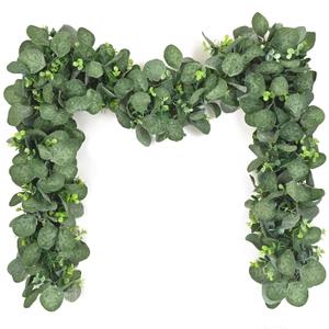 Artflower 2 Pack Artificial Eucalyptus Garland, 5.9ft/pcs Faux Silver Dollar Eucalyptus Greenery Garland Vines for Table Wedding Backdrop Arch Wall Party Mantle Festival Decor
