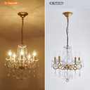 Crystal Chandelier, 5-Light Chandelier for Dining Room Light Fixture, K9 Crystal Pendant Ceiling Light Fixture, Modern Candle Chandelier for Living Room Kitchen Island Entryway Bedroom (Gold)