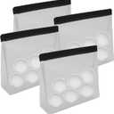 4 Pack Reusable Ice Storage Bags,Leak Proof Ice Bags With Secure Zip Close Design,Bpa-Free Ice-Bags,Free Lunch Bag,Durable Ice Bag,Freezer Storage Bag for Ice and Food Storage (Black 4 Pack)