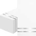 100 Pcs White and Silver Napkins - Silver Paper Napkins Disposable - Premium Quality Silver Dinner Napkins for Bathroom Kitchen Wedding Birthday Anniversary Party