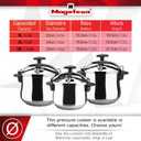Magefesa Star Belly Pressure Cooker 10.6 Qt, 18/10 Stainless Steel, Induction Compatible, Works on All Stovetops, 3 Safety Systems, 8 PSI