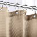 NEATERIZE Shower Curtain Beige - Hotel Style Beige Shower Curtains for Bathroom with Waffle Design, 72x78 Inches - Fabric Shower Curtain - Cortinas de Baño Elegantes