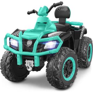 ELEMARA 2 Seater Kids ATV,Big Kids Ride on ATV Electric 4 Wheeler with 10AH Battery, 4mph Max Speed, Electric Car,LED Headlights, Music, Radio, 12V Battery Powered Ride on Toy for Boys & Girls,Green