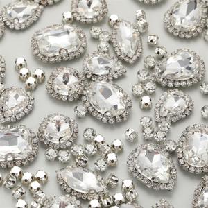 Sew On Rhinestones, Choupee 130PCS Sew On Glass Rhinestone Metal Back Prong Setting Sewing Claw Rhinestone Mixed Shapes for Costume, Clothes, Garments, Dress, Earring, Belt and Shoes (Shinning Clear)