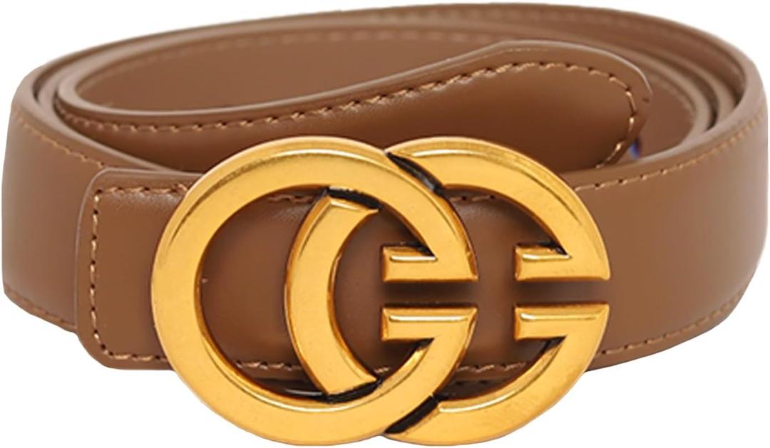 Aurolran Women's Fashion Classic Metal Buckle Leather Belt with Jeans Dress (28-31 (Pant 6-10), Aah-brown-classic)