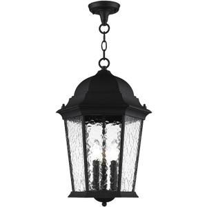 Livex Lighting 75475-14 Textured Black Outdoor Semi-Flush Mount with Clear Water Glass